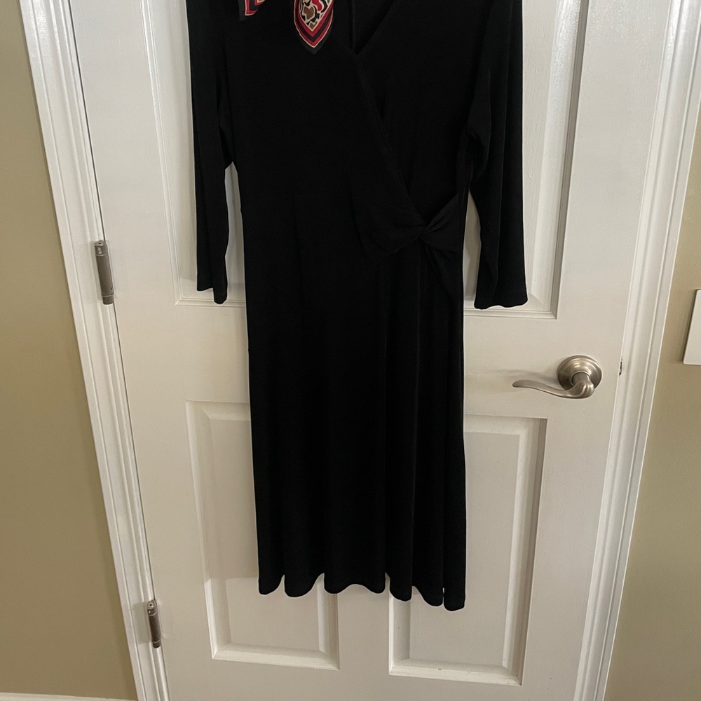 Chico’s Travelers Black Faux Wrap Dress With Side Twist Size 2
